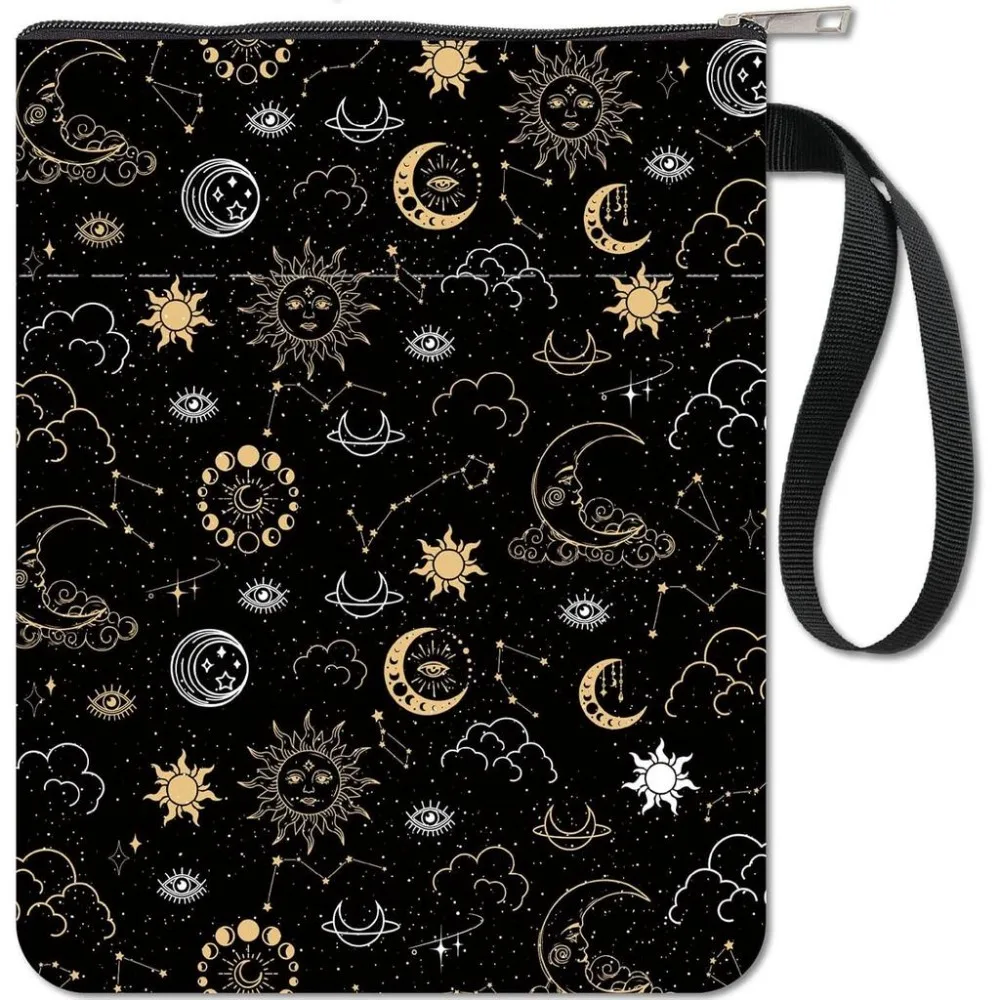 Black Book Sleeves Flower Leaf Book Covers Book Protector for Paperbacks Washable Fabric Cloth Book Cover with Zipper and Extra