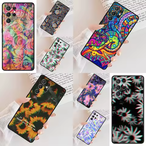 Trippy Psychedelic flowers Phone Case For Samsung Galaxy S24 S23 S22 S21 Ultra S10 Note 10 Pro S20 Plus FE S9 S8 Cover