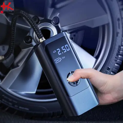KMIND 8000mAh 무선/유선 공기 압축기 150PSI 타이어 팽창기 - 34L/Min 빠른 인플레이션, LCD 화면, 자동차용 자동 차단