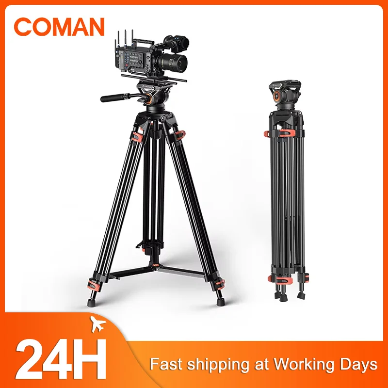 

COMAN FF16LS Professional Heavy Duty Tripod 360 Fluid For Head for DSLR Camera For Canon For Nikon Camcorder Video Photography