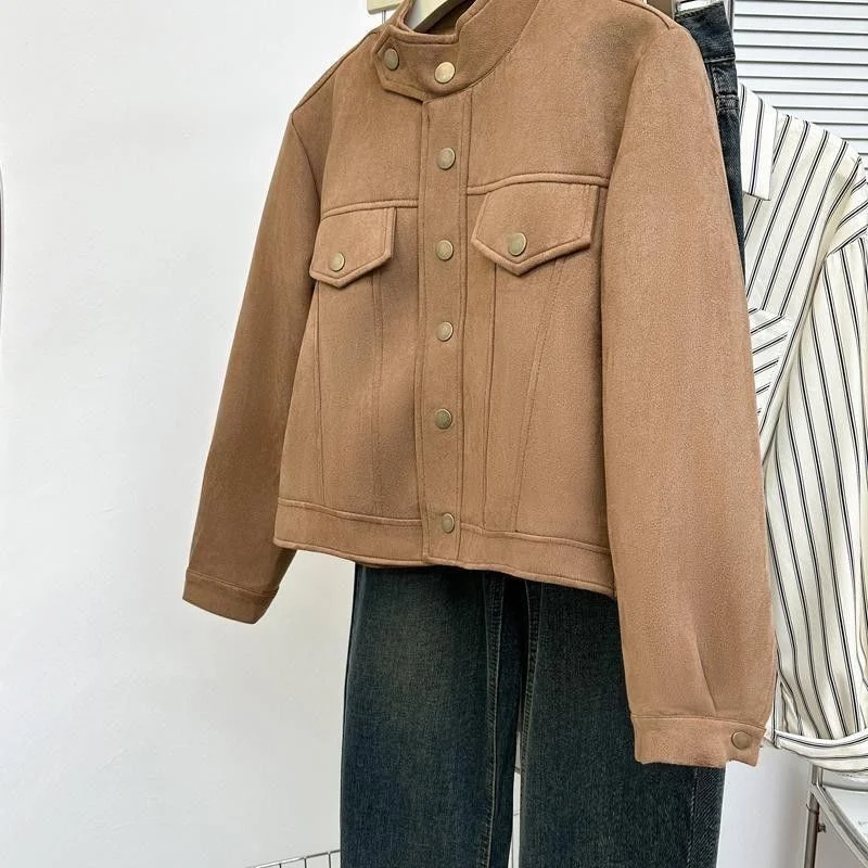 

Повседневное пальто в стиле ретро, тонкое длинное свековое универсальное корейское дизайнерское пальто, новый свободный крой, утягивающий топ Jaet для женщин