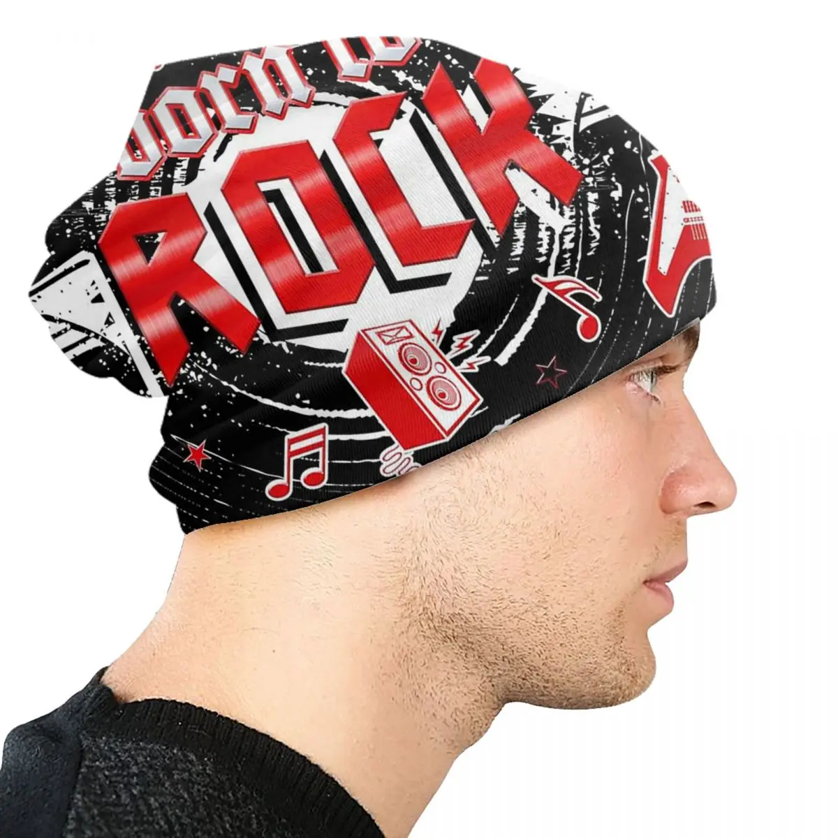 Born To Rock Bonnet Hats Street Knit Hat For Women Men Autumn Winter Warm Heavy Metal Punk Music Skullies Beanies Caps