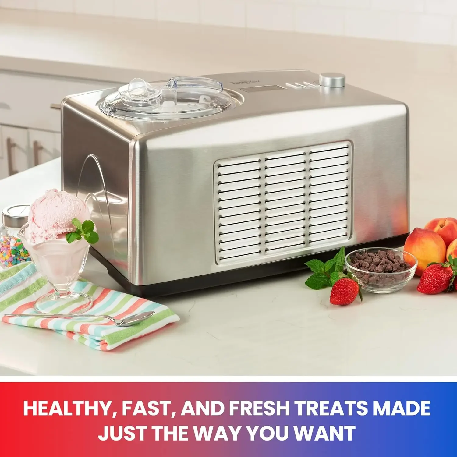 Chef 2-in-1 Automatic Ice Cream Maker and Yogurt Maker LCD Display 1.6 qt Built-In Compressor Fresh Homemade Frozen Yogurt