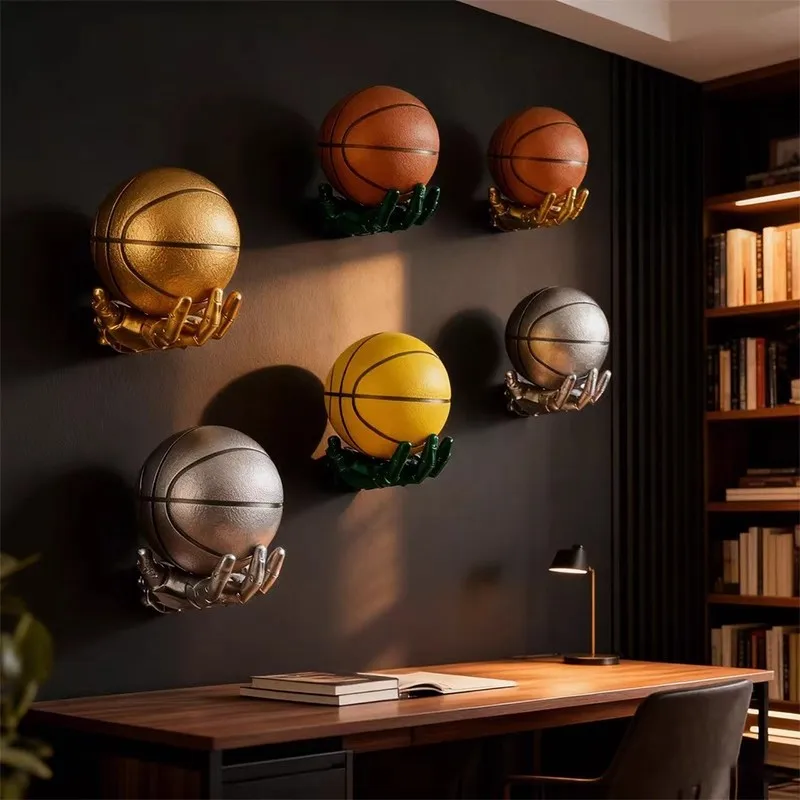 

Basketball and Football Storage Stands Display Racks for Internet Cafes, Trendy Wall-Mounted Art Decorative Ornaments