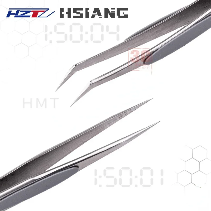 

HSIANG HMT-15001/15004 High Precision Tweezers Straight Curved Silicone Anti-slip Handle for Model Building Tools Hobby DIY