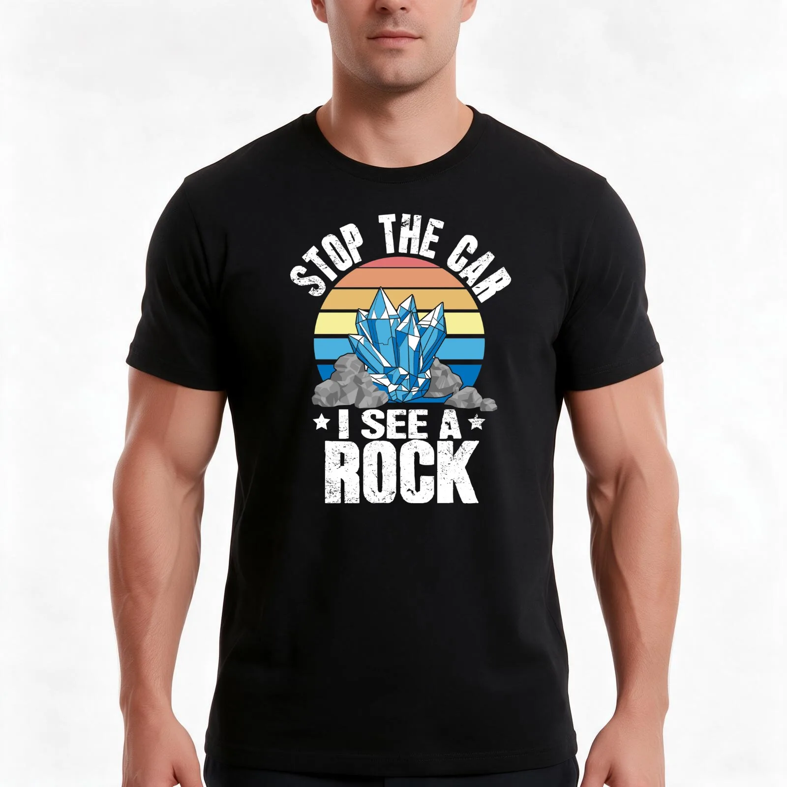 Stop The Car I See A Rock Funny Geologist T-Shirt, Summer Casual Cotton Tee, Oversized Streetwear Tops, Vintage Graphic Print