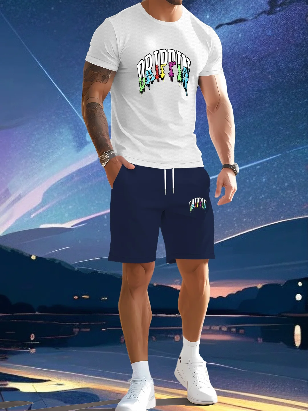 Men's High Definition Pattern T-shirt and Shorts Set