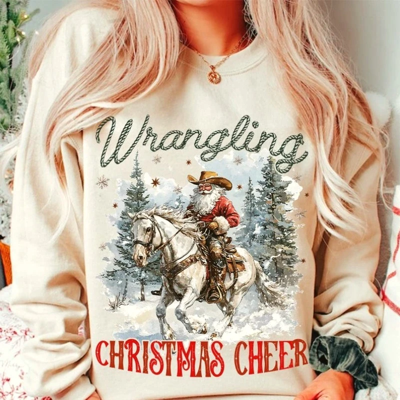 

Retro Western Christmas Sublimation Santa Farm Sweatshirt Xmas Santa Cowboy Png Santa Claus Png Cowboy Shirt Women Clothing