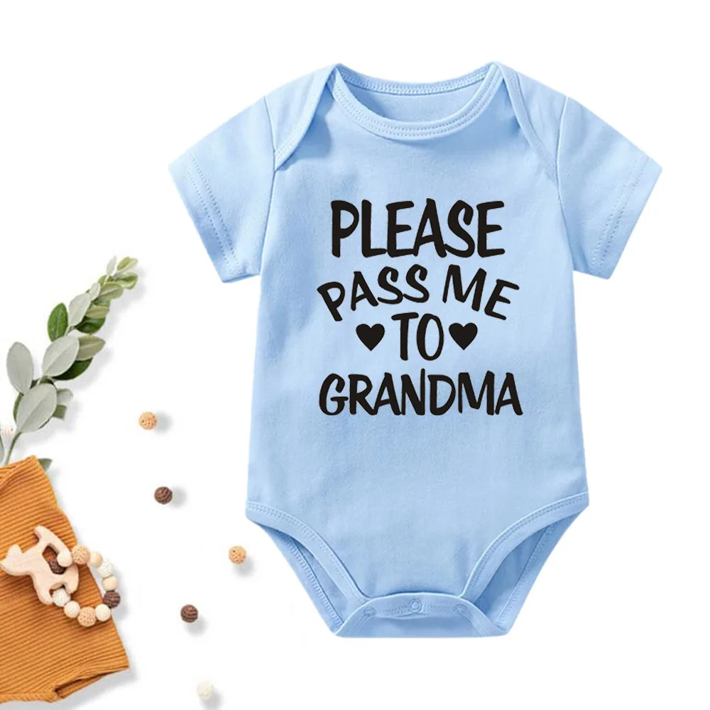 

Please Pass Me To Grandma Baby Rompers Summer Baby Boy Girl Clothes Cotton Infant Baby Jumpsuits Newborn Outfits 0-24M