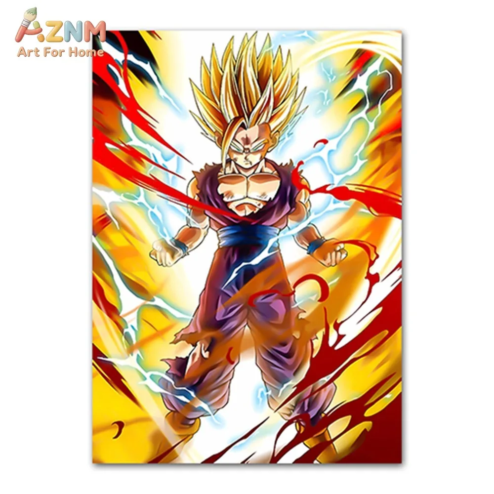 1pc Canvas Anime Dragon Ball Poster Super Saiyan Sun Wukong Sun Gohan Dragon Ball  Peripheral Canvas Painting Frameless