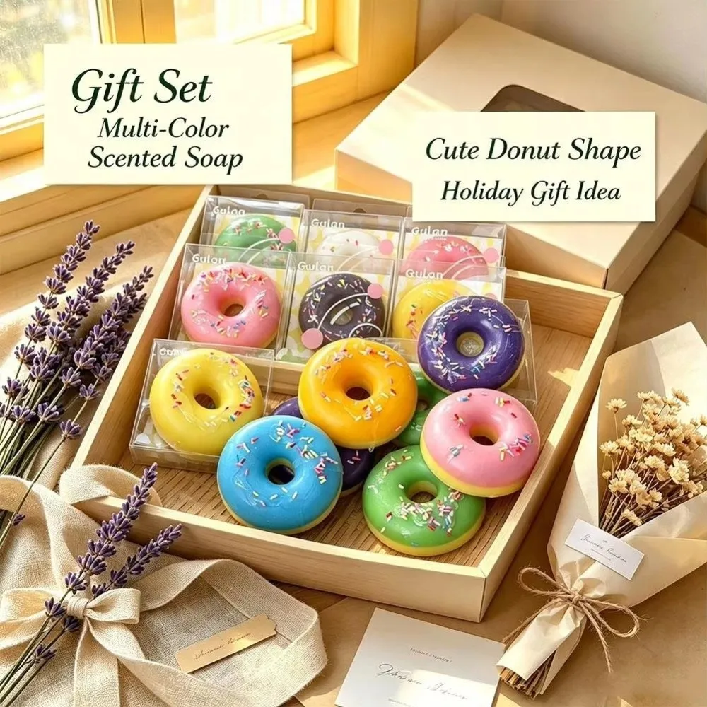 Donut Shape Donut Soap Multi-Color Essential Oil Bath Bombs Smooth Skin Friendly Handmade Bubble Bath Salt Balls Face Washing