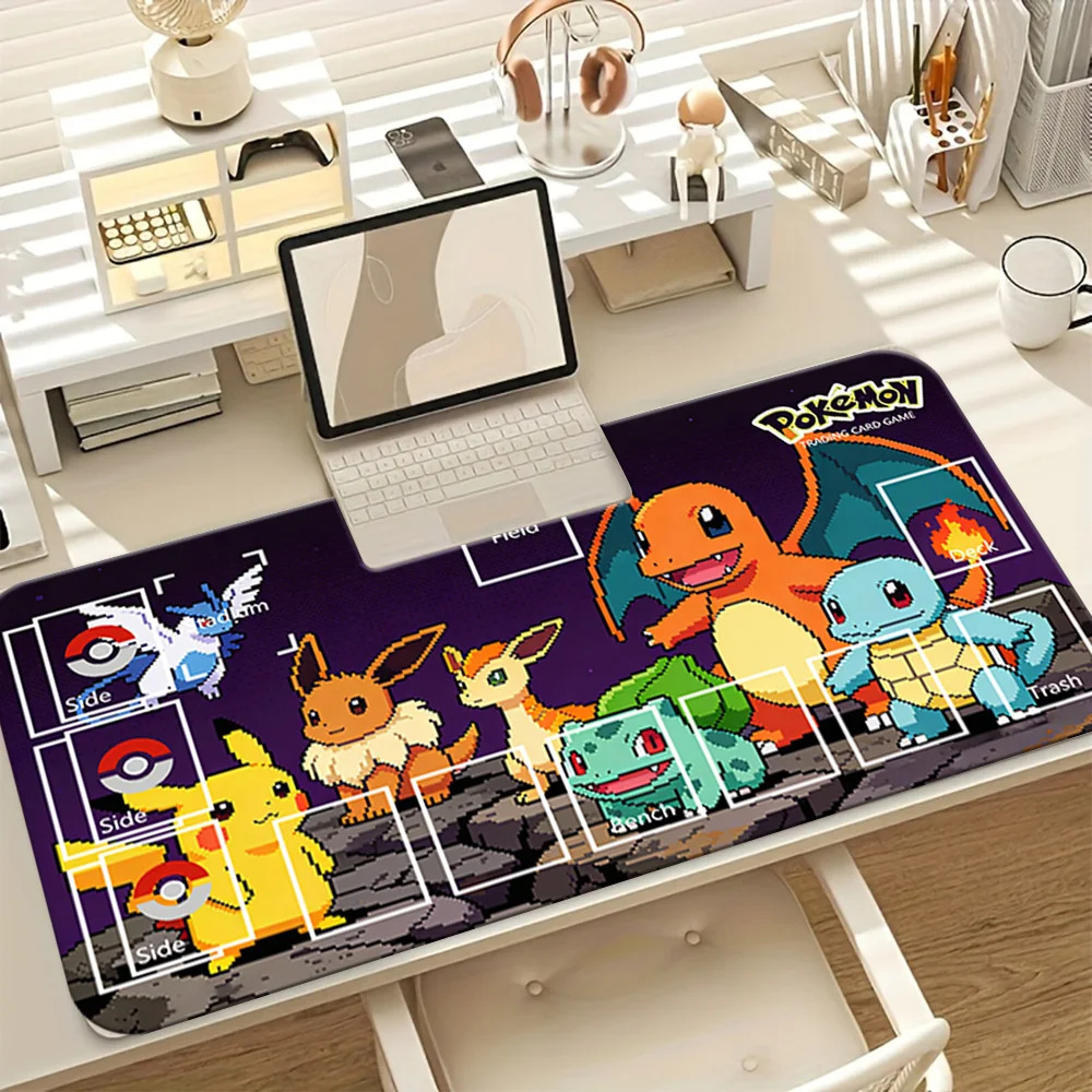 Pixel Art Pokemon Characters TCG Playmat Large Non-Slip Gaming Mouse Pad Desk Mat