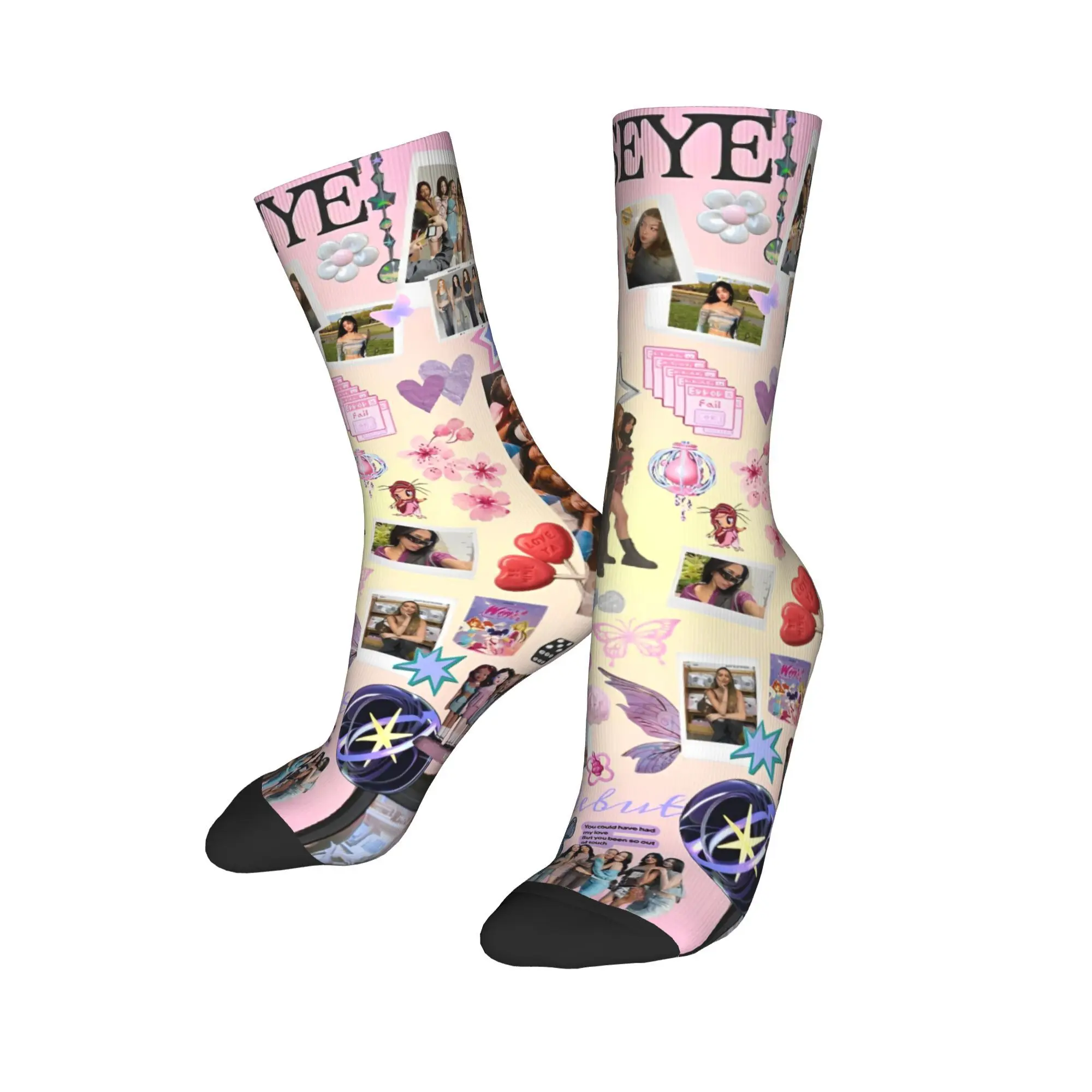 Estilo coreano katseye gnarly meias de inverno gótico unisex masculino macio respirável meias impressas skate não deslizamento meias