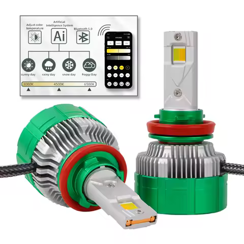 K14 H11 Led tricolor APP control color 150W 4575 Chip Car headlights bulb H1H3 H4 H7 Canbus H8 HB3 9005 fog Light Headlight