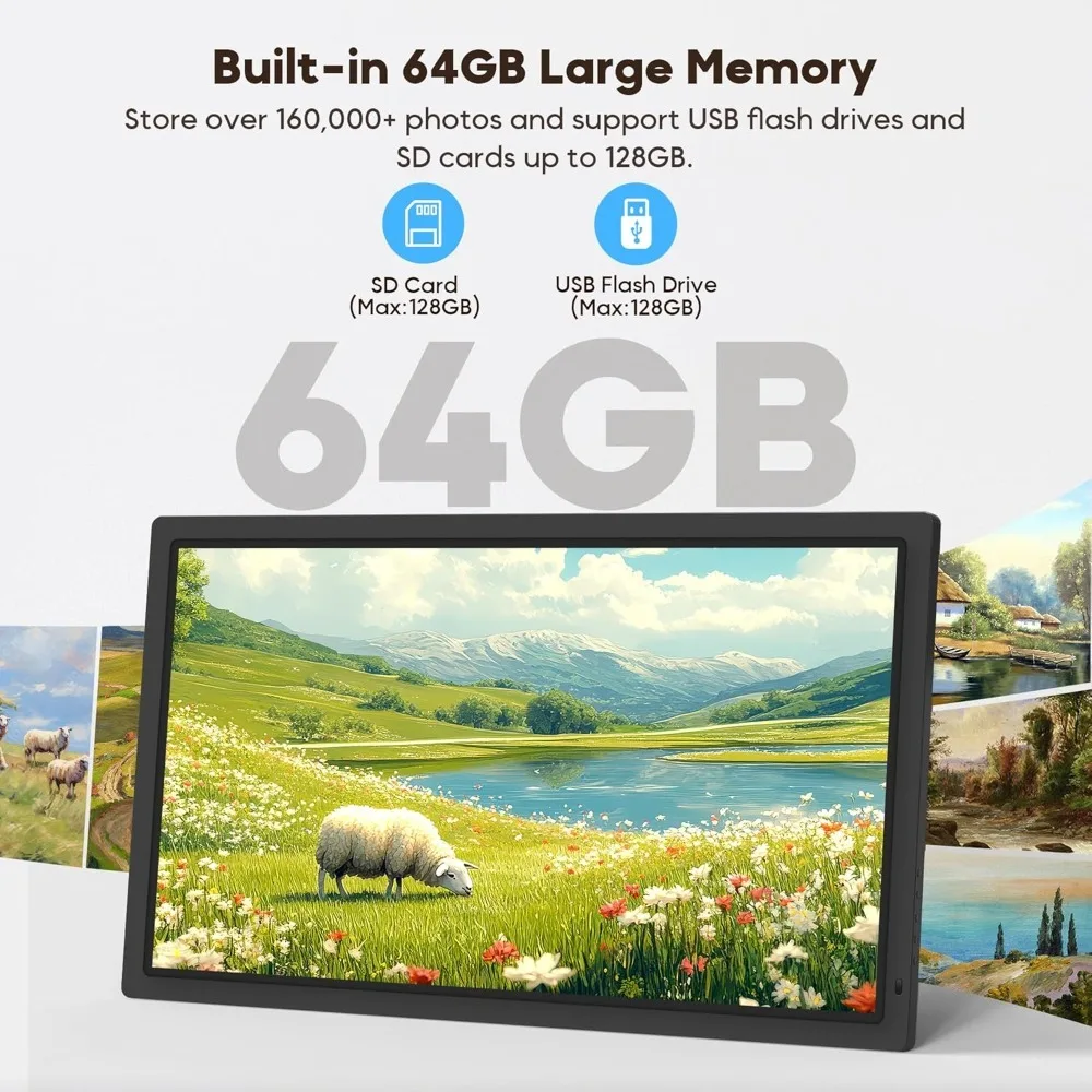 Popular-21.5 بوصة إطار صورة رقمي كبير واي فاي مع جهاز تحكم عن بعد، 1920 × 1080 FHD IPS بدون إطارات صور إلكترونية بشاشة تعمل باللمس #6