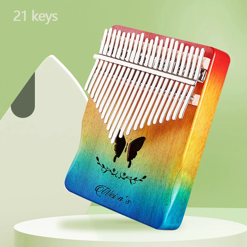 17/21 Key Kalimba Mahogany High Quality Thumb Piano Rainbow Colors Portable Finger Piano Musical Instruments Creative Gift