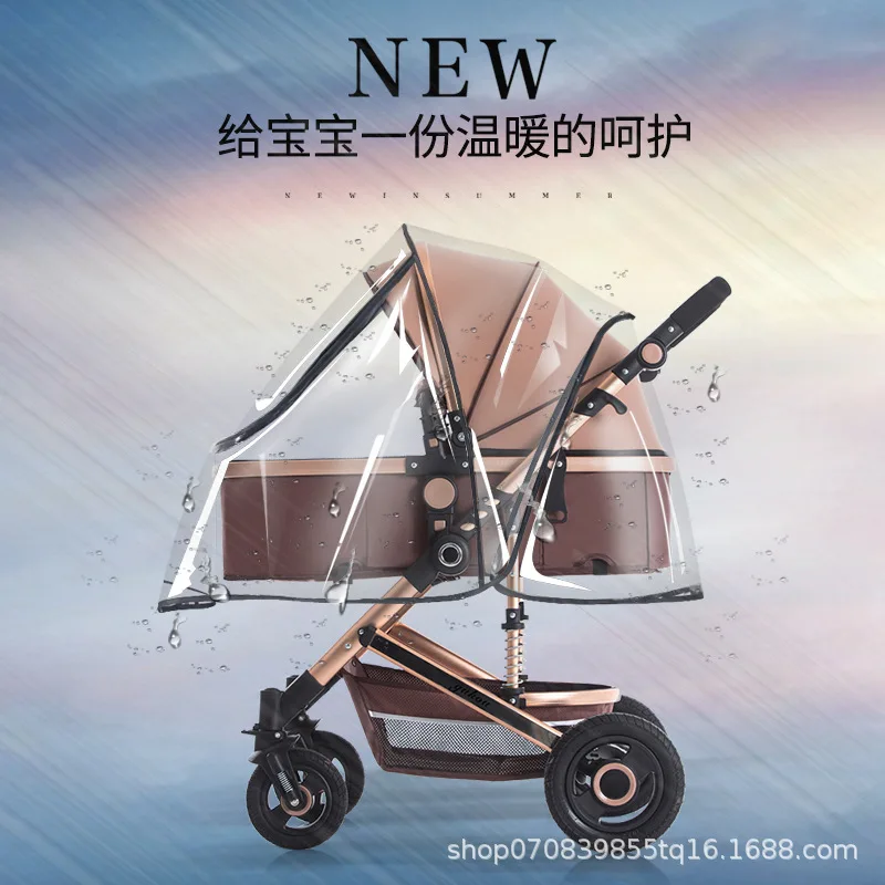 Universal Stroller Rain Cover Baby Car Weather Wind Sun Shield Transparent Breathable Trolley Umbrella Raincoat Accessories