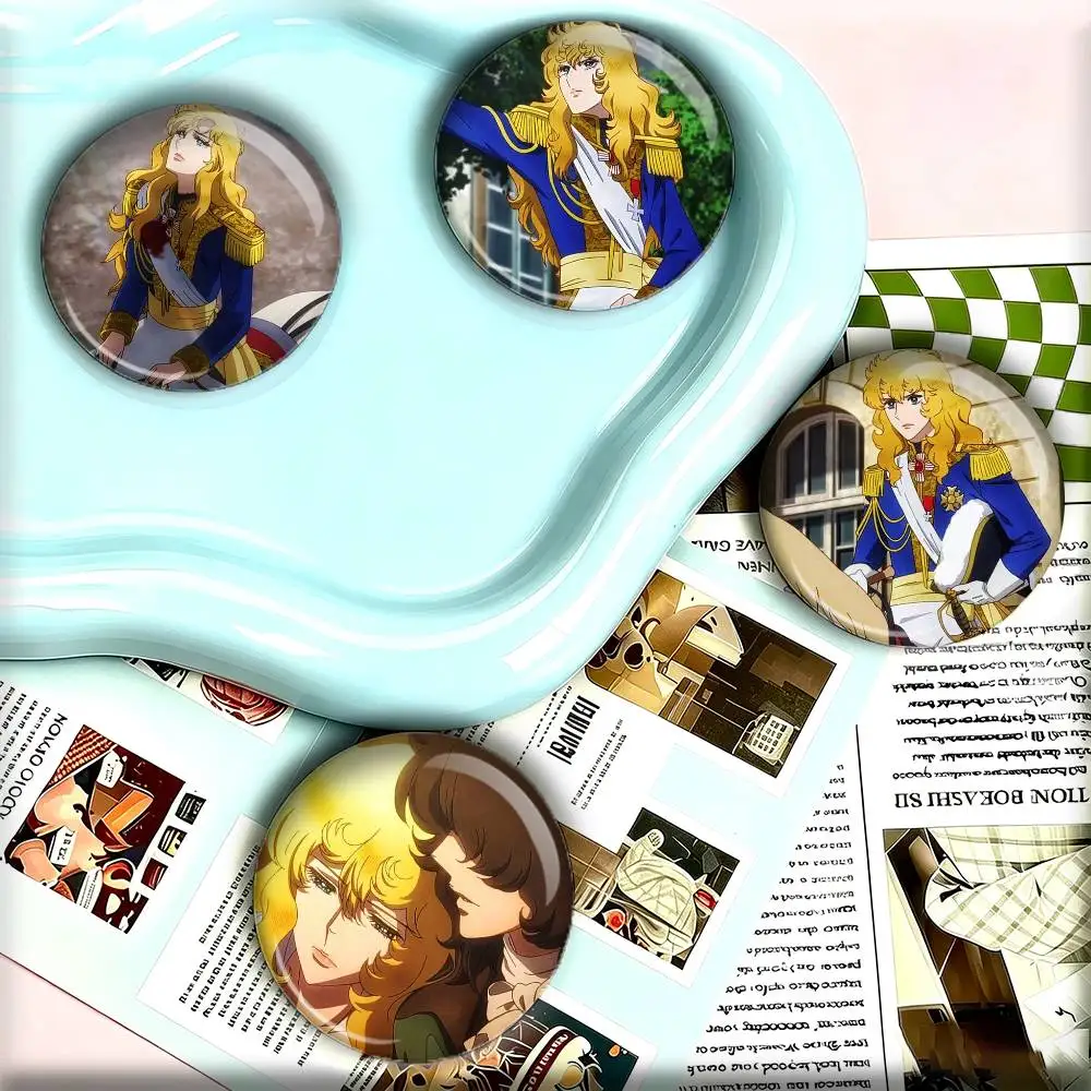 Rose of V-Versailles Lady Oscar  25mm 32mm 44mm 58mm 75mm Brooches Badges Pins for Accessories Gift