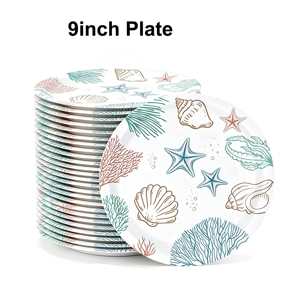 10-50Pcs Ocean Shell Paper Paper Plates Disposable Tableware Cups Birthday Party Decoration Scene Baby Shower Wedding view 5
