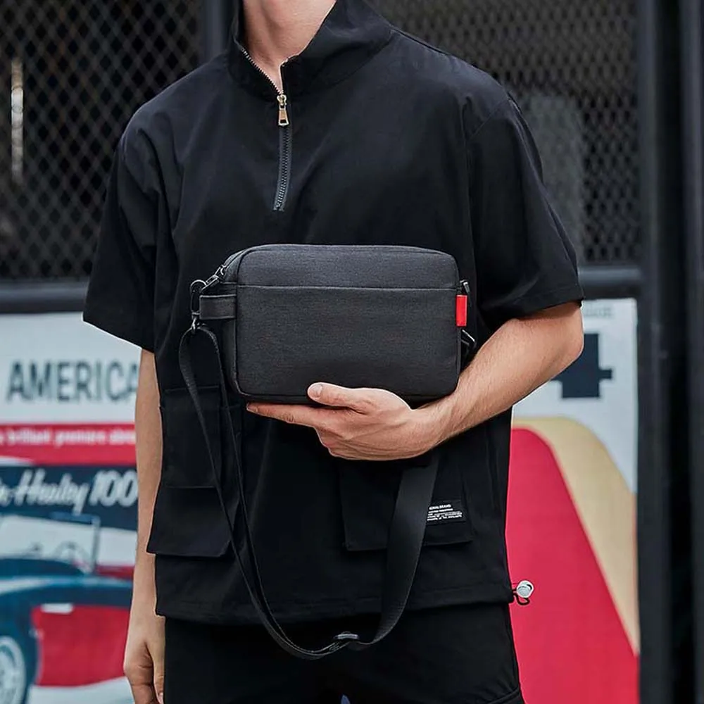 

Oxford Cloth Men's Crossbody Bag Black Japanese Style Waterproof Shoulder Bag Smooth Large Capacity Outdoor Travel Pouch Cycling