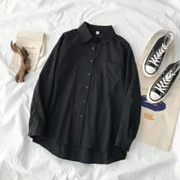 Japanese Style Loose Long Sleeve White Shirts Women Preppy Style Pocket Turn Down Collar Shirt Woman Harajuku Oversized Blouse 4