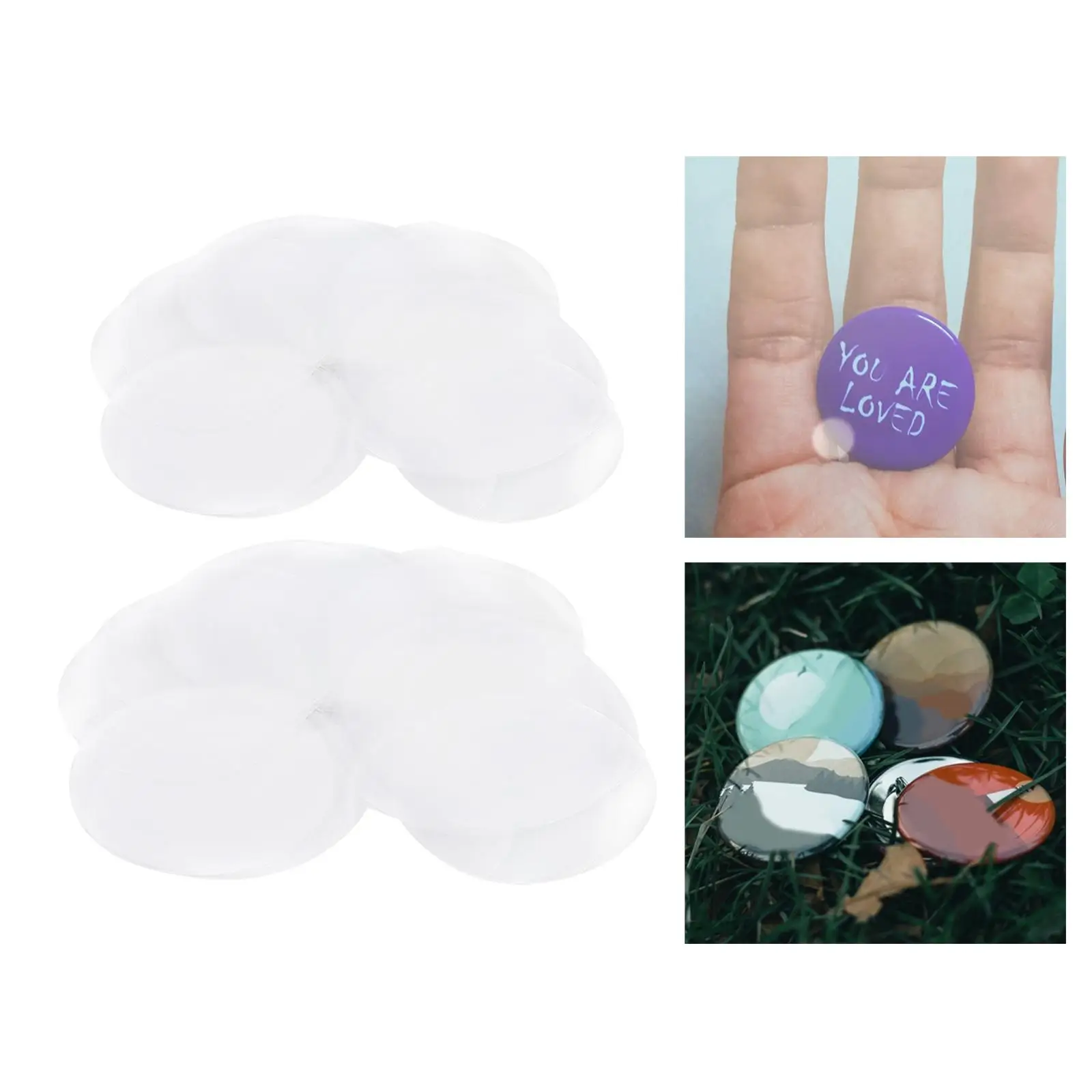 100Pcs Mylar Film Cover Badge Blank Components Plastic Machine Buttons Maker