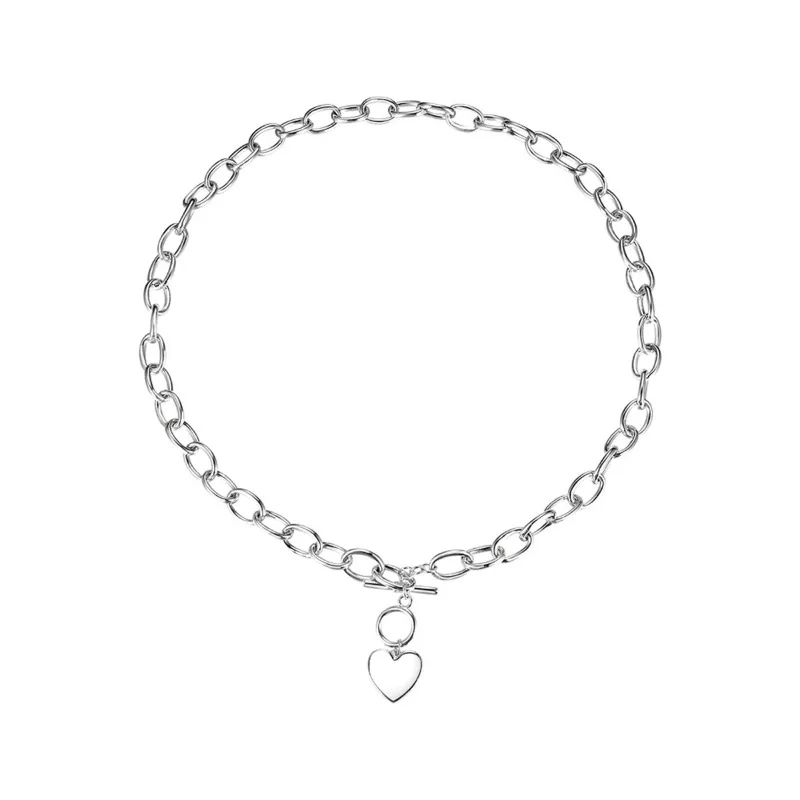 

925 Sterling Silver Necklace Heart Love Pendant Sterling Silver Clavicle Chain