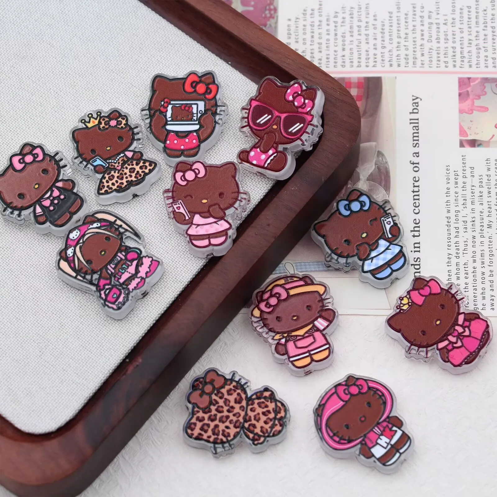 10pcs hello kitty cute PVC focal bead for pen keychain bookmark phone necklace DIY handmade material view 4