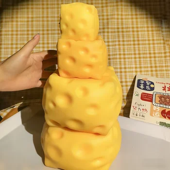 Giant Cheese Squeeze Stress Relief Toy, Soft Compression Anxiety Toy, Fun Gift for Kids and Adults, Perfect for Relaxation and A