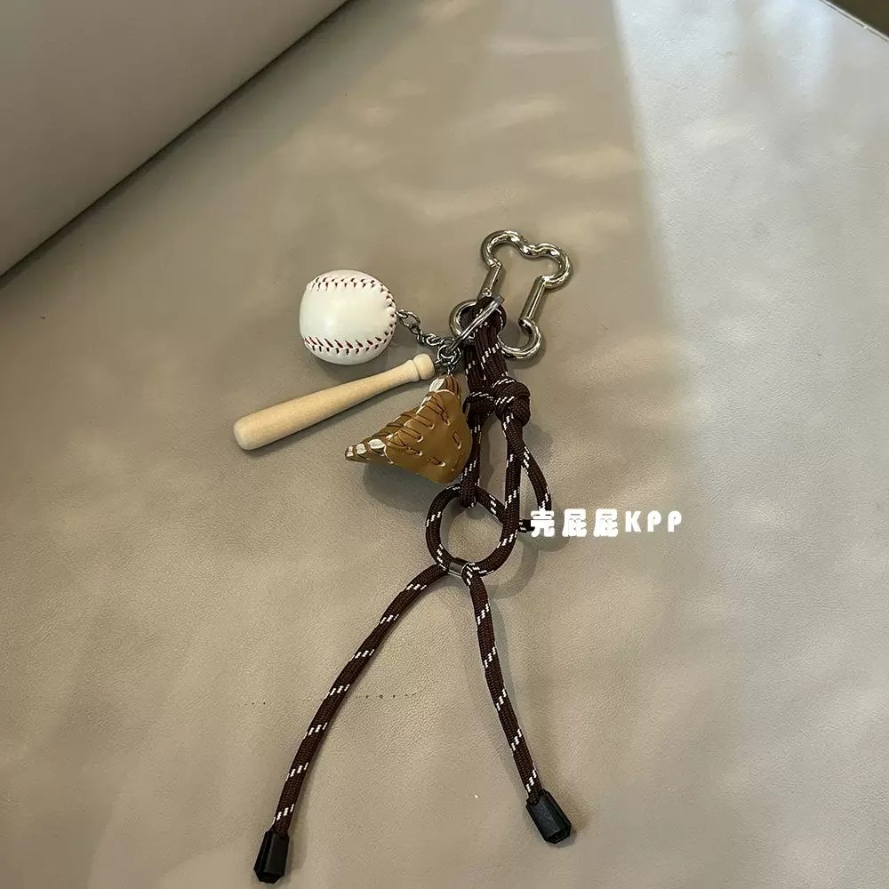 Korean Ins Personalized Creative Baseball Couple Bag Car Key Pendant Mountaineering Rope AirPods Decorative Bracelet Rope