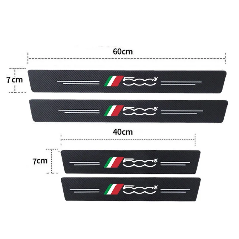 Car Front Rear Door Sill Scuff Plate for Fiat 500x 500 Badge Carbon Fiber Welcome Pedal Trunk Bumper Threshold Protector Decals