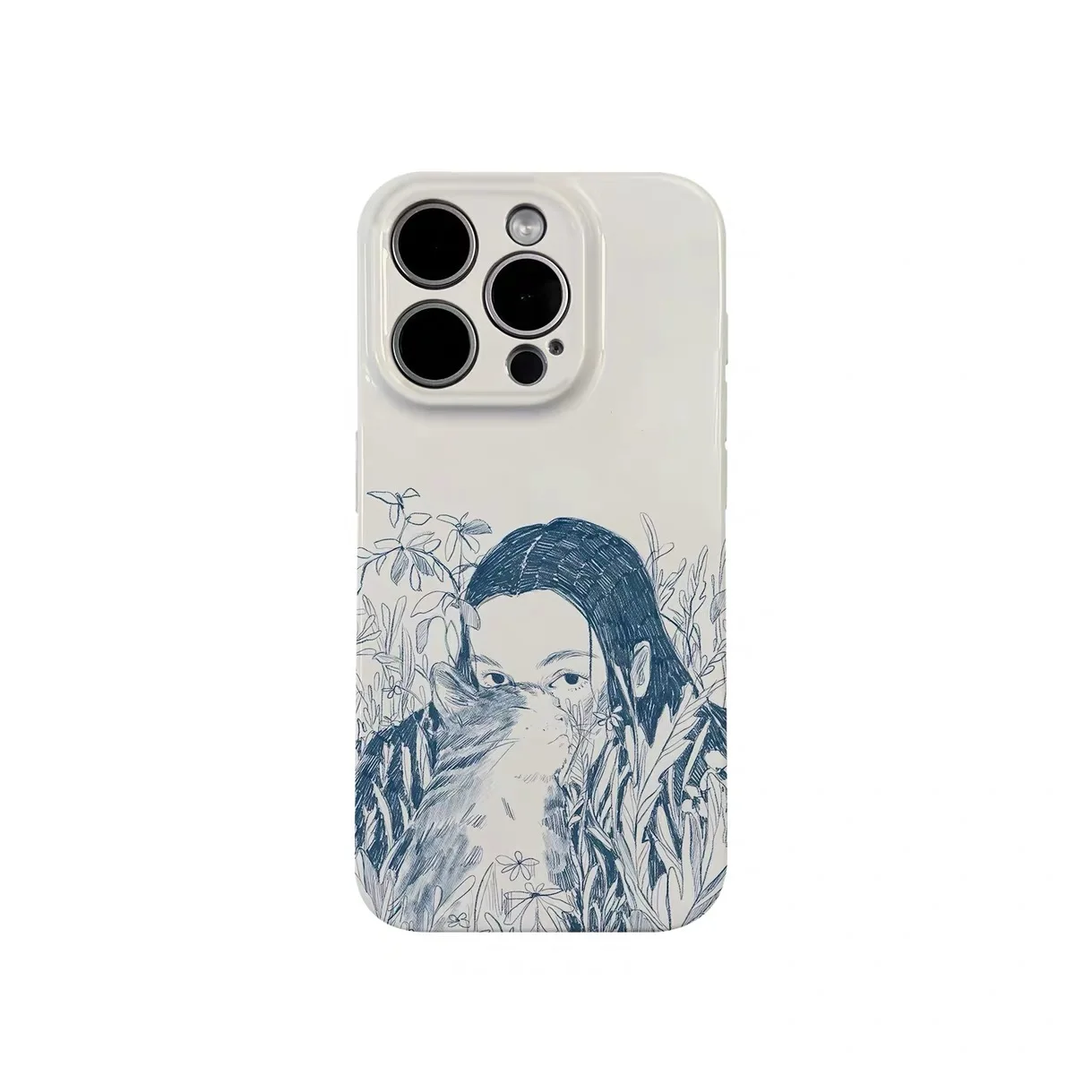 

Ins Blue Cat and Girl Phone Case for IPHONE 17 Air 16E 15 PROMAX 14 Plus 13 12 MINI 11 PRO 16Plus XR XS MAX Acrylic Phone Cover