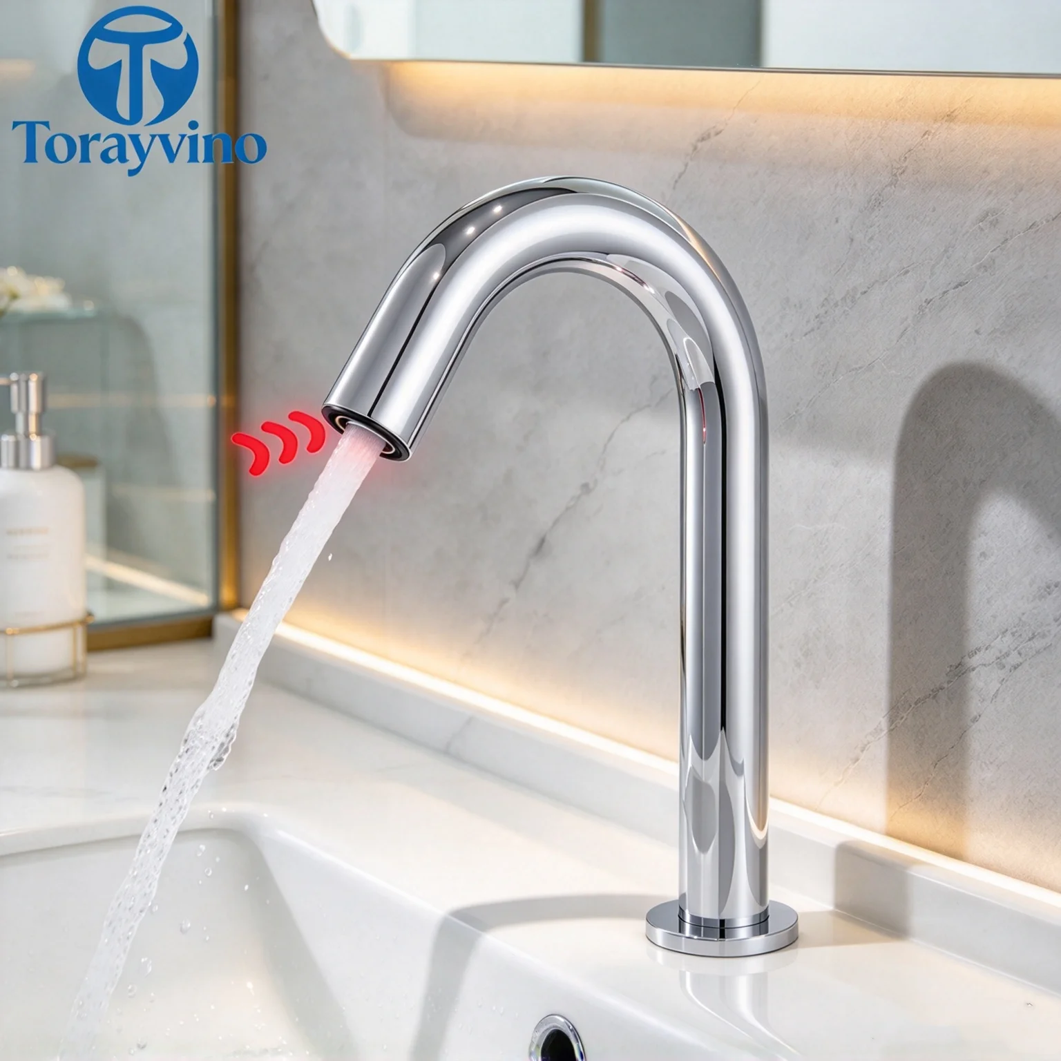 Torayvino Bathroom Golden Automatic Faucet Touch Free Hot and Cold Sensor Faucets Saving Inductive Electric Basin Sink Mixer Tap