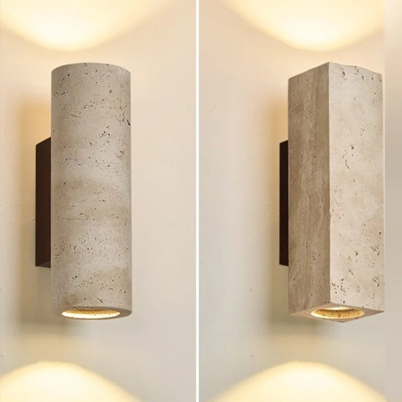 

Настенный светильник из высококачественного травертина в скандинавском стиле, натуральный камень, E27 LED, для спальни, гостиной, прихожей, коридора