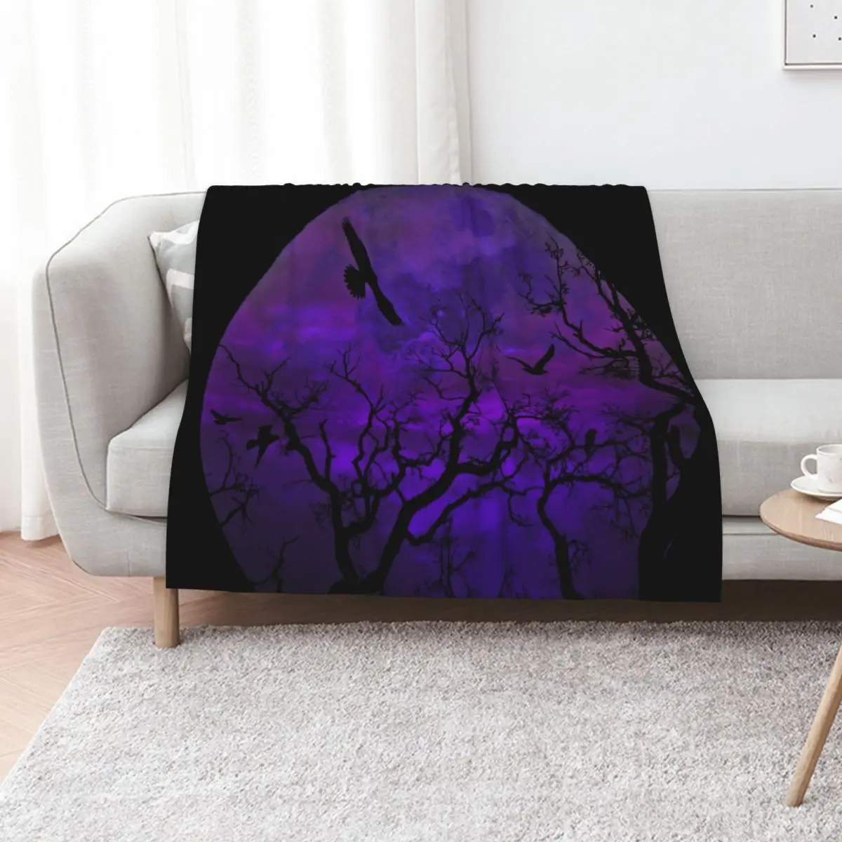 Purple Gothic Moon Throw Blanket anime Picnic Blankets For Baby Custom cosplay anime Flannels Blankets