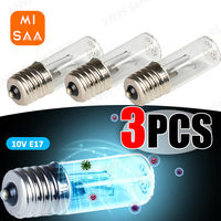 3pcs 10V 3W E17 UVC Ozone Ultraviolet Germicidal Lamp Disinfection Sterilizer UV Light Bulbs Refrigerator Kill Mites Quartz Tube