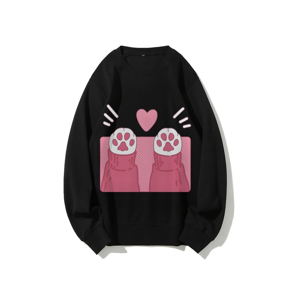 Y2k moletom gráfico patas de gato coração bonito animal de estimação moletom casual wear na moda bonito design animal doce vibe roupas estilo brincalhão