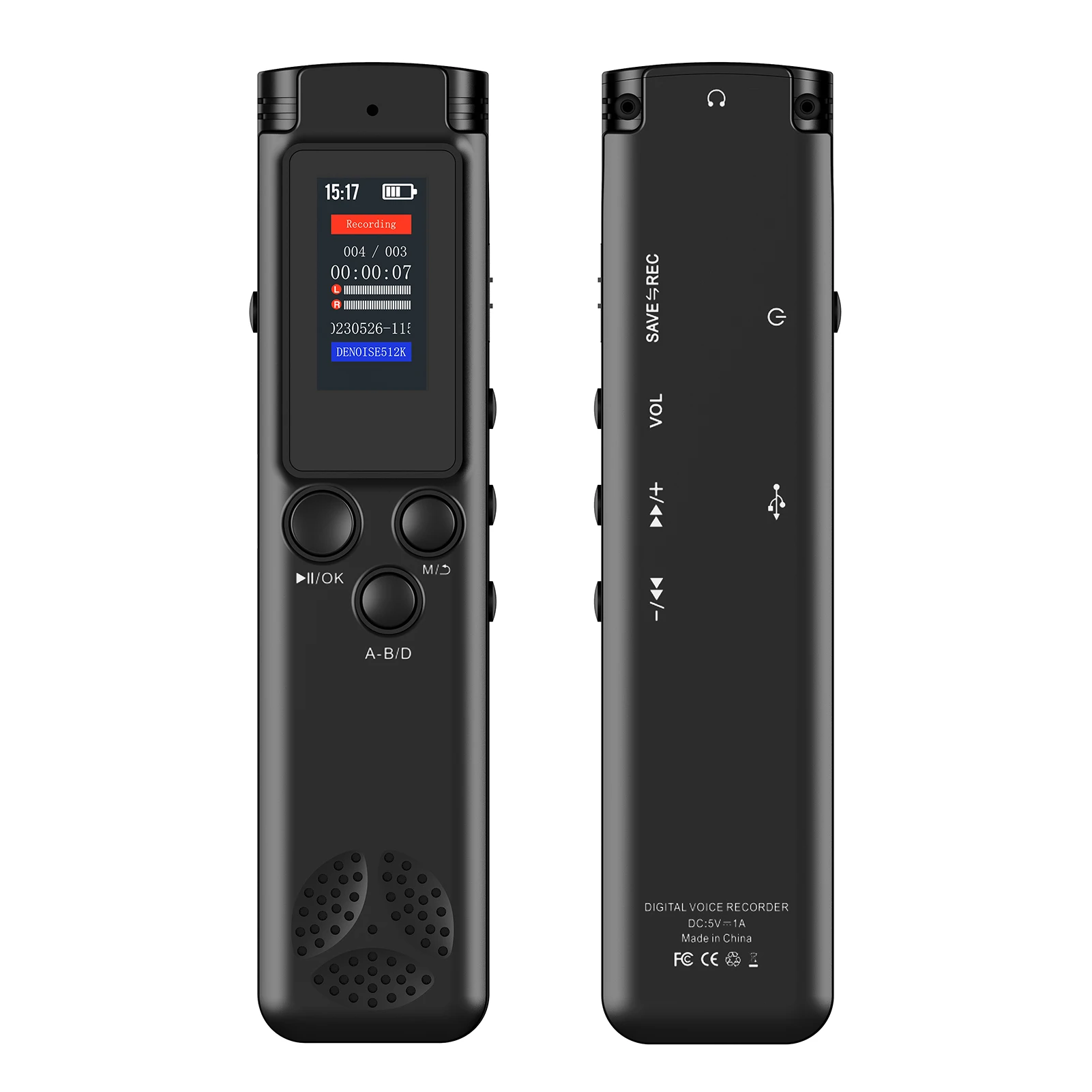 Grabadora de voz Digital K96 de 64GB, grabación de Audio activada por voz, reducción de ruido con reproducción, reproductor de música MP3, grabación de 280 horas