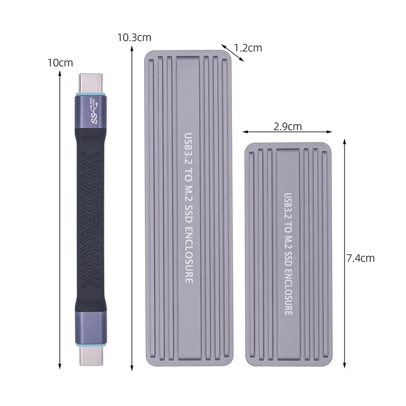 20Gbps M.2 SSD Case Enclosure Adapter USB3.2 Gen2*2 USB C External Box RTL9220 Chip Dual Protocol M/B&M Key for NVME/SATA M2 SSD