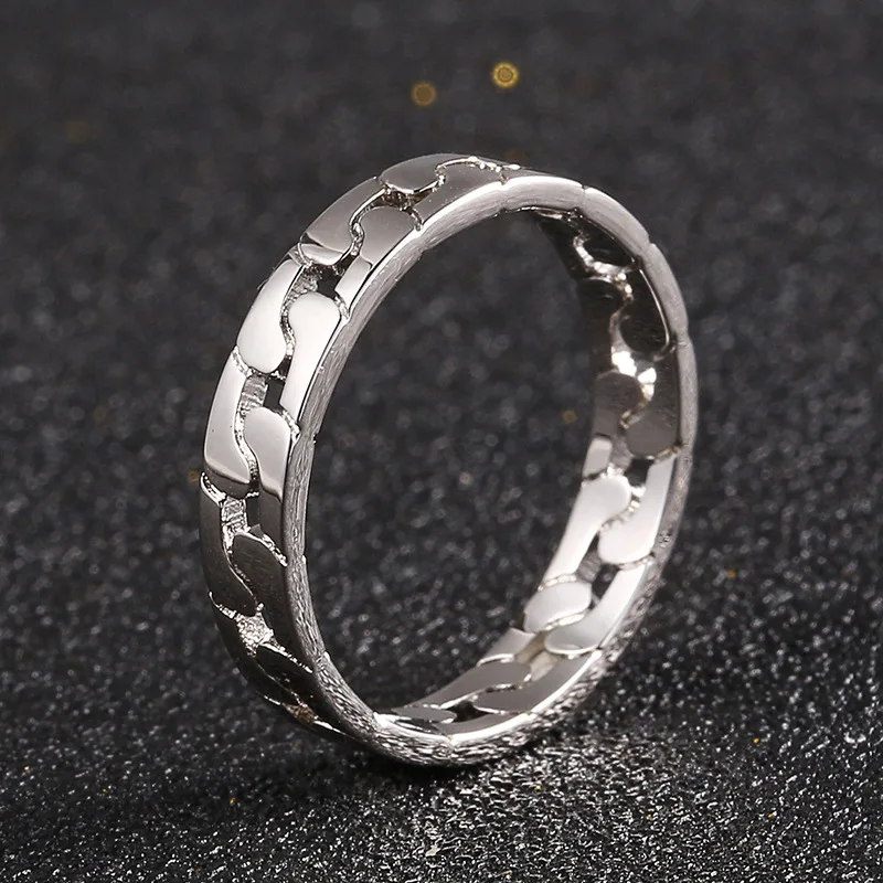 

Unisex Smooth Cuban Link Ring, Matching Couple Hip Hop Jewelry, Perfect Gift for Rapper & Lover