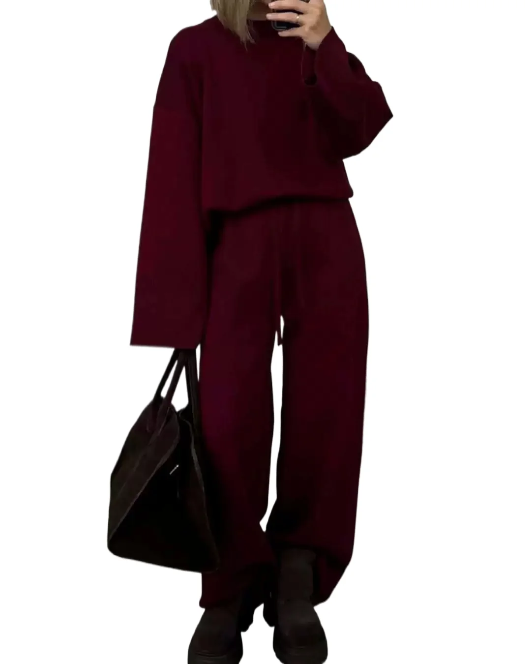 Spring Autumn Solid Color Corduroy Pants Sets Women Loose Long Sleeve Wide Legs Trousers Two Piece Set Female Commuting Clothing
