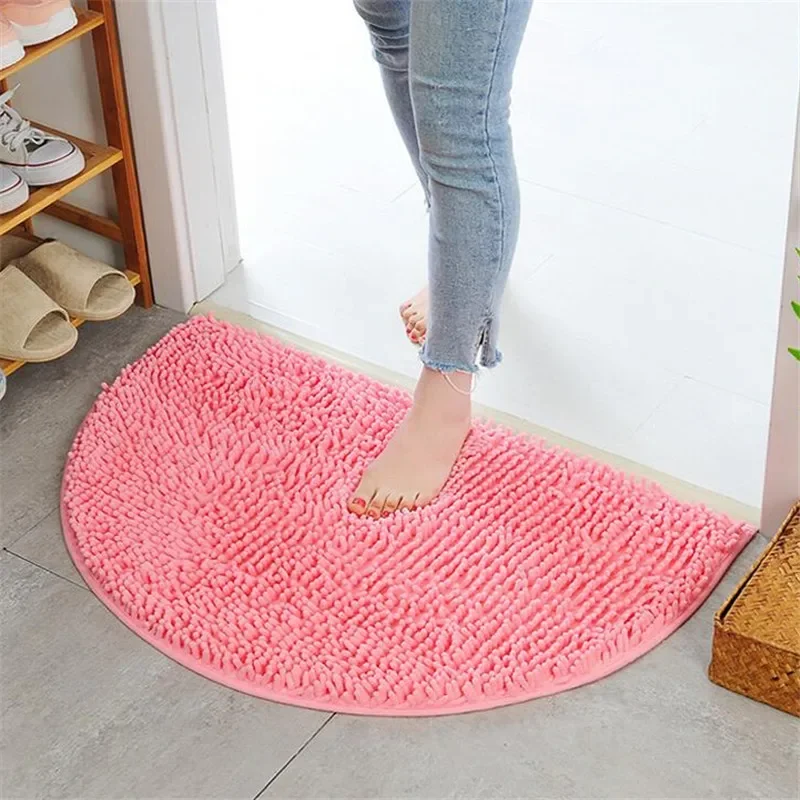 40×60CM Solid Half Moon Round Semi Circle Machine Washable Rubber Back Mat Home Bathroom Rug Bathroom mat set Ateez Christmas