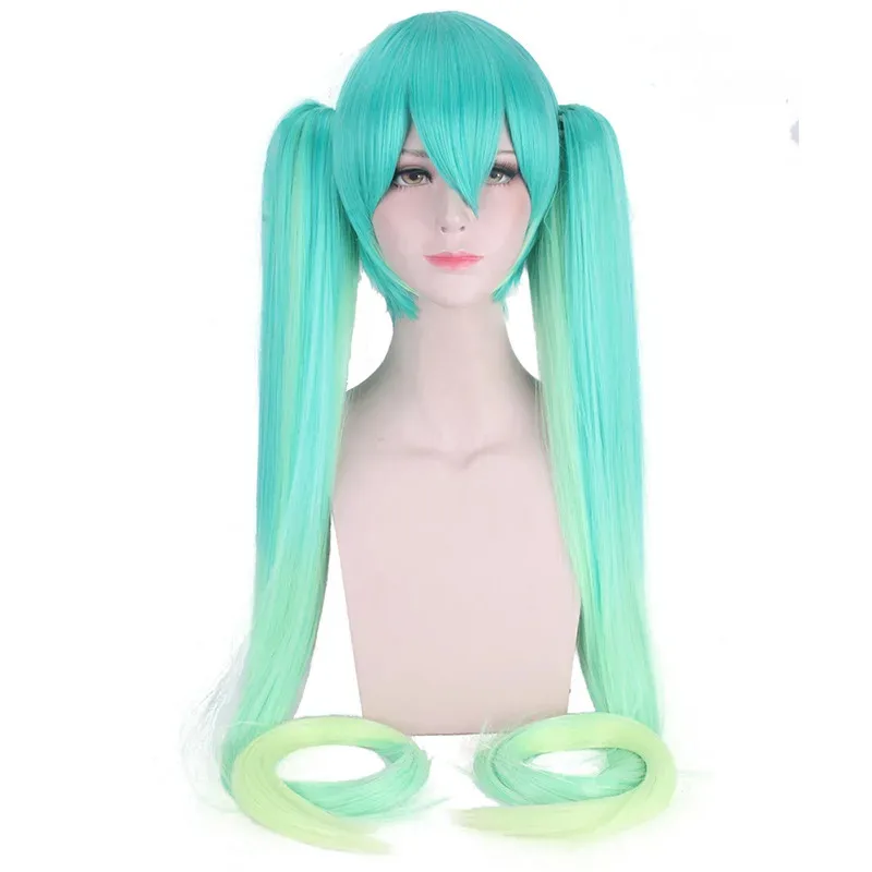 

zz04zz12VOCALOID 2017 Miku Racing 120cm Long Straight Anime Cosplay Wigs Fiber Heat Resistant Synthetic Hair