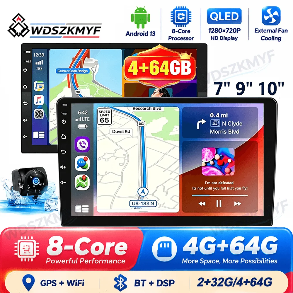 8Core Android 13 2Din Car Radio 7/9/10“ Universal64G Autoradio android Central Multimedia Smart car systems For Toyota VW Fiat