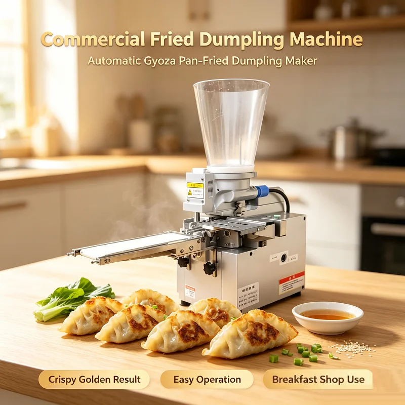 Full Automatic Fried Dumpling Machine Imitate Handmade Pot Sticker Making Machine Commercial Desktop Gyoza Forming Equipment