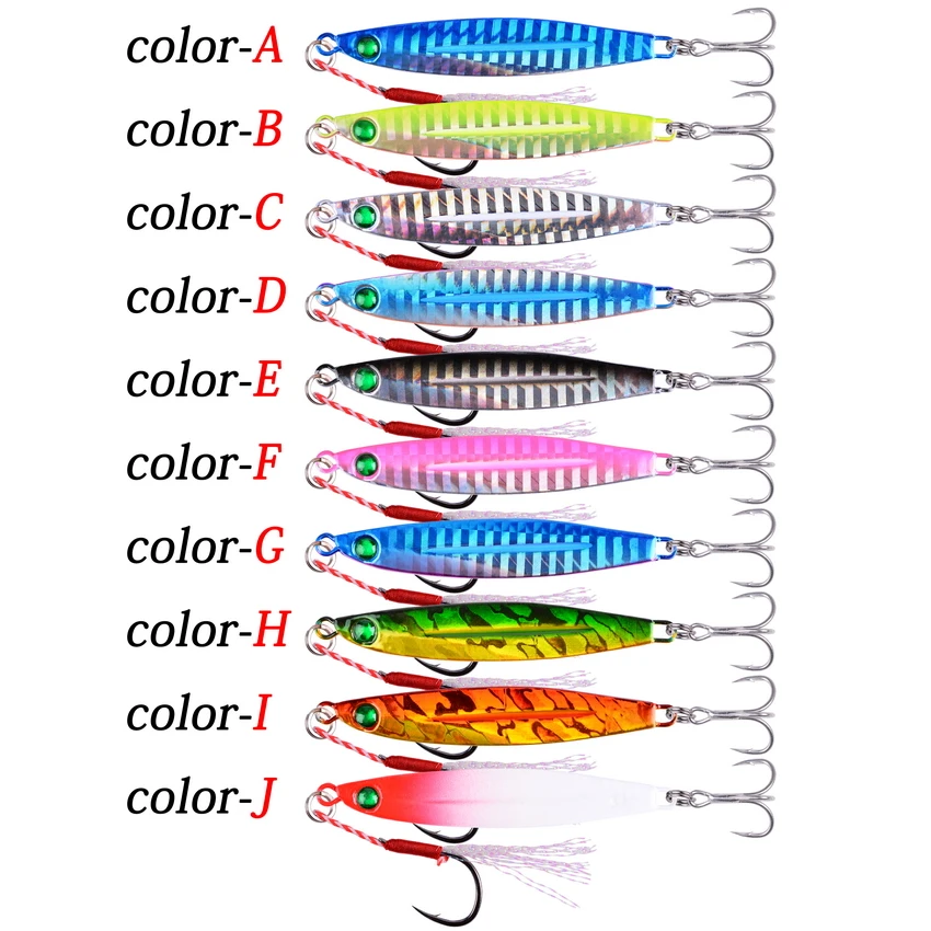 10pcs Metal Slow Cast Jigs Carp Fishing Lure 7G 10G 14G 17G 21G 28G 40G Spoon Crankbait Jig Wobbler Bait Sea Fishing Lures Pesca