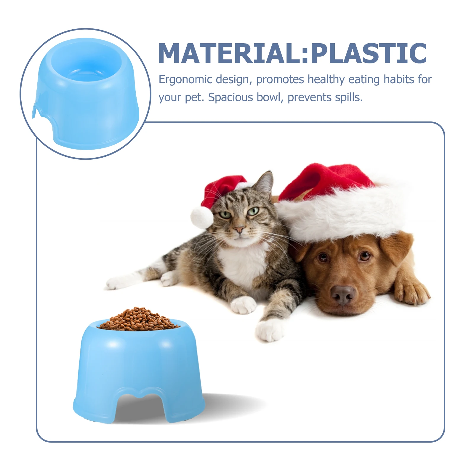 Portable Pet Feeding Bowl Bowls for Small Dogs Travel Feeder Dish Sky-blue Plastic