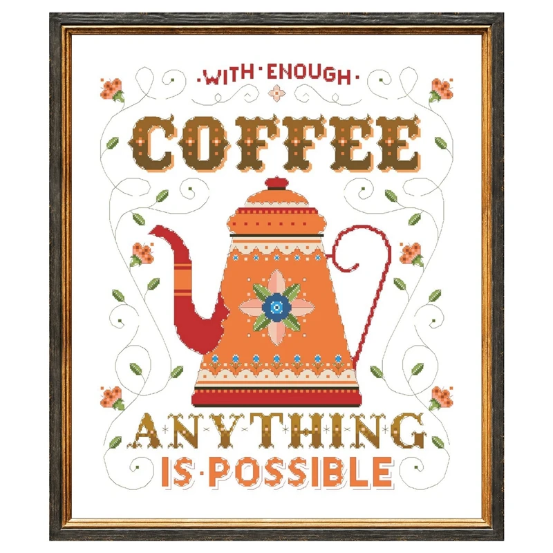 Coffee Sampler cross stitch kit word design 18ct 14ct 11ct unprint canvas stitching embroidery DIY wall home decor