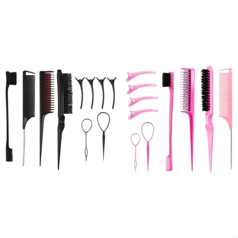 400A Hair Styling Comb Set Teasing Hair Brush Tail Combs Brush Hair Tail Tools Braid Tool Loop with Hair Clips