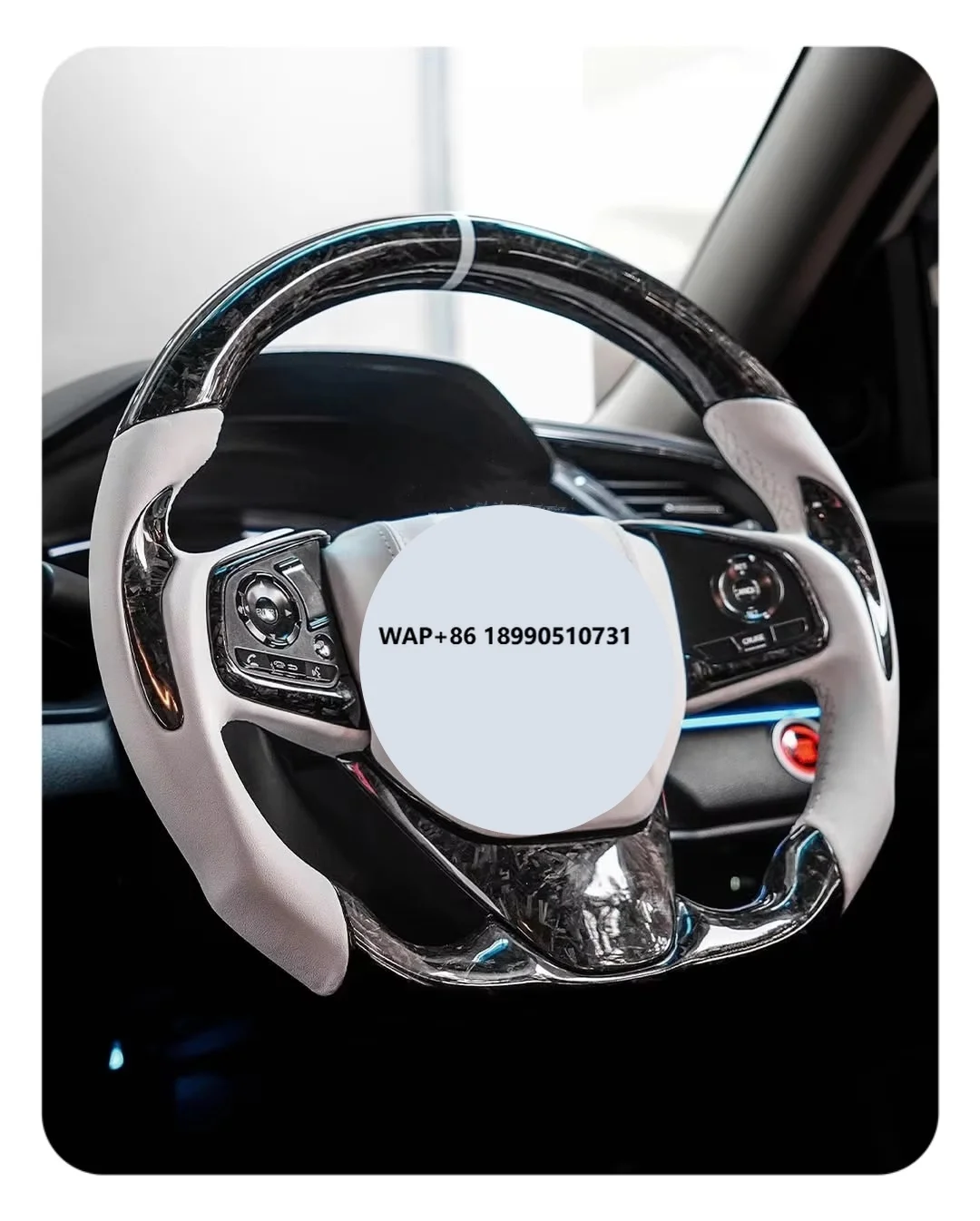 

Customized Car Interior Accessories, Carbon Fiber Steering Wheel Suitable for 10th Gen 2016 2017 2018 2019 2020 2021